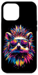 iPhone 12 Pro Max Hedgehog with Headphones Popart Rainbow Cute Hedgehogs Case