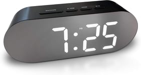 Digital Alarm Clock - Mains Powered, Big Digit Mirror Display, No Black 