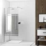 Aurlane - Paroi de Douche avec Bande Miroir 100x200cm - Verre 8mm - Profilé Chrome - freedom 2 mirror