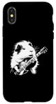 Coque pour iPhone X/XS Cochon d'Inde jouant de la guitare électrique Rock Star Guitarist