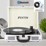 USB Vinyl Turntable Deck Record Player Speakers Bluetooth Retro Briefcase White