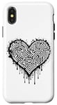 Coque pour iPhone X/XS Motif celtique en forme de cœur monochromatique, nœud celte