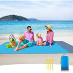 Couverture de Plage Anti Sable Tapis de Plage Imperméable 210 x 200 cm 4 Coins de Fixation Tapis Natte de Plage pour Plage Voyage Camping Randonnée