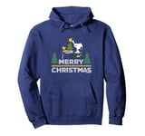 Peanuts Christmas Snoopy And Woodstock Decorating Xmas Tree Pullover Hoodie