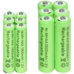 2/6/12/16/20/24/30st Aaa 1800mah + Aa 3000mah 1,2v Ni-mh laddningsbara batterier Grön