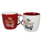 Valentines Mug Set of 2 The Other Half / The Better Half Red and White