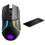 SteelSeries Rival 650 - Souris de Jeu Quantum Wireless - Batterie à Chargement Rapide & QcK XXL - Tapis de Souris de Jeu - Tissu - Base en Caoutchouc - Noir (900 mm x 400 mm)