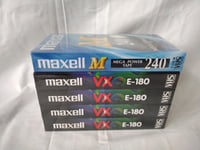 5 x Maxell 180 / 240 min VHS Video Blank Cassette Tapes NEW SEALED