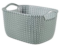Curver Knit Medium Rectangular Storage Basket, Misty Blue, 8 Litre