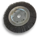 Brosse circulaire acier ø 175 mm Epaisseur 1 rang Fil dur 0.30 mm ondulé Alésage 20 mm + réducteur bague 16/12 mm Touret meuleuse affûteuse ponceuse