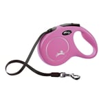 Dog Lead Flexi NYHET CLASSIC 5m Rosa Storlek S