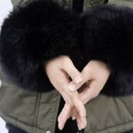 Dam Faux Fur Plysch Manschett Vantar Hand Arm Värmare Fluffy handledsvärmare Black