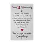 11 Year Anniversary Card for Him Her Women Men- Steel Happy 11th Eleven Anniversary Keepsake Gift for Husband Wife