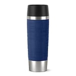 Emsa 515618 TRAVEL MUG GRANDE, Mug isotherme fermeture par pression Quick Press, 100% hermétique, silicone, 500ml, Bleu