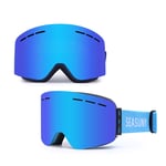 Desire Sky Ski Goggles,Snowboard Snow Goggles Magnet Dual Layers Lens Cylindrical Design Anti-Fog UV Protection Skiing Goggles for Men Women,Helmet Compatible,Anti Glare,Windproof,Blue