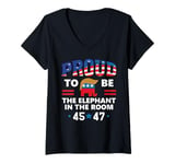 Womens Proud to Be the Elephant in Room Pro Trump 24 White Elephant V-Neck T-Shirt