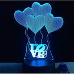 3D Optical Illusion Lampa Led Nattljus Love Heart Nytt Nattljus 3D Led Nattlampa Heminredning Färgglad Lampa Från JT416413