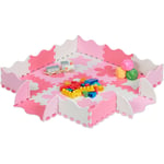 Relaxdays - Tapis de sol puzzle 34 pièces, mousse eva, sans polluants, 0,77 m2, dalle jeu bébé bord, éducatif, rose