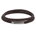 LES POULETTES BIJOUX - Bracelet Homme Double Tour Tresse en Coton Carré - Marron foncé