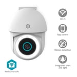 Nedis SmartLife Utendørs kamera | Wi-Fi | Søkelys | 3MP Full HD 1296p | Panorering og vipping | IP65 | Cloud Storage (valgfritt) / microSD (ikke inkludert) / Onvif | 5 V DC | Med bevegelses sensor | Nattsyn | Hvit