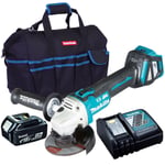 Makita DGA513Z 18V Brushless 125mm Angle Grinder 1 x 5.0Ah Battery Charger & Bag