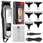 Tondeuse professionnelle pour hommes rasoir électrique Rechargeable pour couper les cheveux et la barbe Silver-LCD-with Box