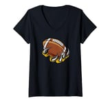 Womens Monster animal claw holding American Football Ball V-Neck T-Shirt