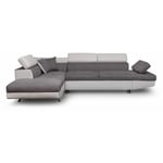 Canapé d'Angle Gauche Convertible Microfibre Noma 271cm Gris & Blanc