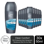 Dove Men+Care Roll On Advanced Antiperspirant Deodorant Clean Comfort 50ml, 30Pk