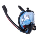 Snorkeling Diving Mask Double Respirator Full Face Snorkel Mask, Anti-Fog And Foldable Design Breathing System For A Safe Adults/Kids Snorkeling Experience ( Color : N60 Black Blue , Size : L-XL )