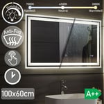 Nova - led Touch Miroir 3 Mode de lumière anti-brouillard avec le temps Couleur : 100x60 cm