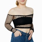 Claire's Black Fishnet Long-Sleeve Crop Top