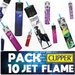 Lot 10 briquets MIX Clipper JET FLAME rechargeable CHALUMEAU tempête mélangés