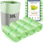 80 x 30 Litre Bin Bags, 8Gallon/30L Food Waste Bags 4 Roll Caddy Bin Liners for