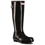 Hunter Tall Back Adjustable Gloss Womens Wide Fit Wellingtons