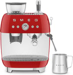 Smeg EGF03RDUK Espresso Coffee Machine, 20 Bar Pump, 2.4L, 1650W with Grinder, R