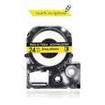 24mm Label Tape Compatible Epson ST24KW SS24KW SC24KZ SD24BW ST24BW Label Maker pour King Jim EPSON LW-700 LW-900P 1000P Imprimante - Type black on yellow