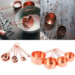 (Rose Gold)8Pcs Stainless Steel Measuring Cup Spoon Set With Scales Home Kitchen