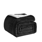 Good Nite Throw Blanket Sofa Throw 200x230cm Fleece Fluffy Blanket Sherpa Blankets For Sofas Bedspread Travel Blanket Soft, Machine Washable (King,Black)