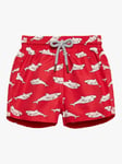 Trotters Baby Shark Print Swim Shorts, Red/Multi