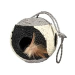 Bobby Facette - Cat Ball, Griffoir Jeu en Corde recyclée, avec balles et Plumes, à Suspendre, Noir, 10ø-30 CM