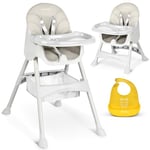 Ricko Kids Chaise haute pour bébé, avec plateau pour manger, chaise haute pliable, chaise haute pour bébé dès la naissance, facile à nettoyer, 83 x 60 x 110 cm, gris