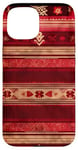 Coque pour iPhone 15 Motif bordeaux rayé bohème rouge