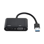 Cablecc Câble Adaptateur USB 3.0 et 2.0 vers HDMI et VGA HDTV Carte Graphique Externe pour Ordinateur Portable Windows MacBook