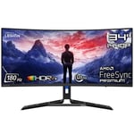 Lenovo Legion R34w-30 - 34'', UWQHD, WLED, 1440p, 180Hz, HDR, FreeSync Premium Curved Ultrawide Gaming Monitor 67C7GACBUK