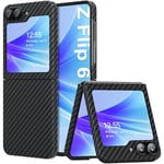 memumi Carbon Coque pour Galaxy Z Flip6, 0.5 mm Ultra Fine Protection en Fibre d'aramide, Coque en Carbone Durable et Antidérapant Doux au Toucher, Carbon Fiber Case pour Galaxy Z Flip 6 -Noir