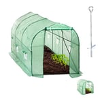 Relaxdays Serre 200x200x450 cm Tunnel bâche Housse Porte fenêtre Jardin Tente Plante Tomate, Vert, 200 x 200 x 450 cm