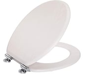 Angel Shield Toilet Seat Antibacterial Wooden Soft Close Toilet Seat with Quick Release Adjustable Hinges Toilet Seat Easy Clean and Assembly for Bathroom (White Oak)