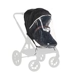 hauck Universal Pushchair Seat Rain Cover, Transparent - Fits Most Pushchair & Stroller Seats, Waterproof & Durable, with Access Window, Drawstring, Reflective Trim, Adjustable & Foldable