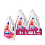 Surf Tropical Lily Laundry Washing Liquid 220 washes with a joy-infused fragrance with natural essential oils lasting up to 12 hours in wear Detergent for brilliantly clean results (5x 1.188 L)